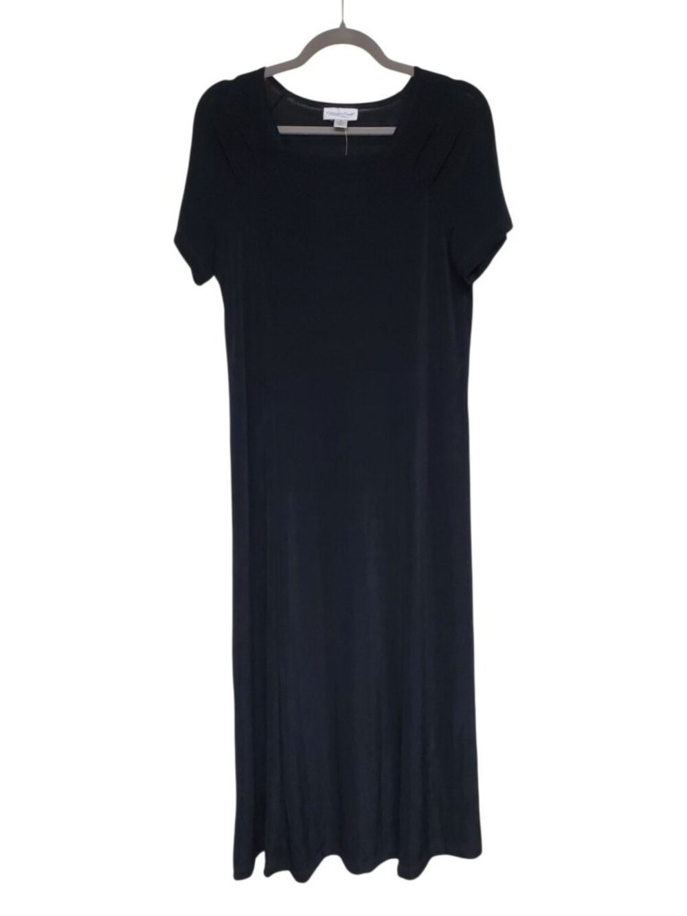 Coldwater Creek Vintage Black Slinky Travel Knit Short Sleeve Maxi Dress NWT M